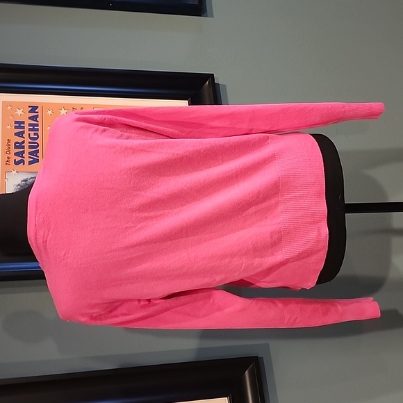 Pink Knit Button Down Cardigan Long Sleeve Sweater Medium - Picture 4 of 8